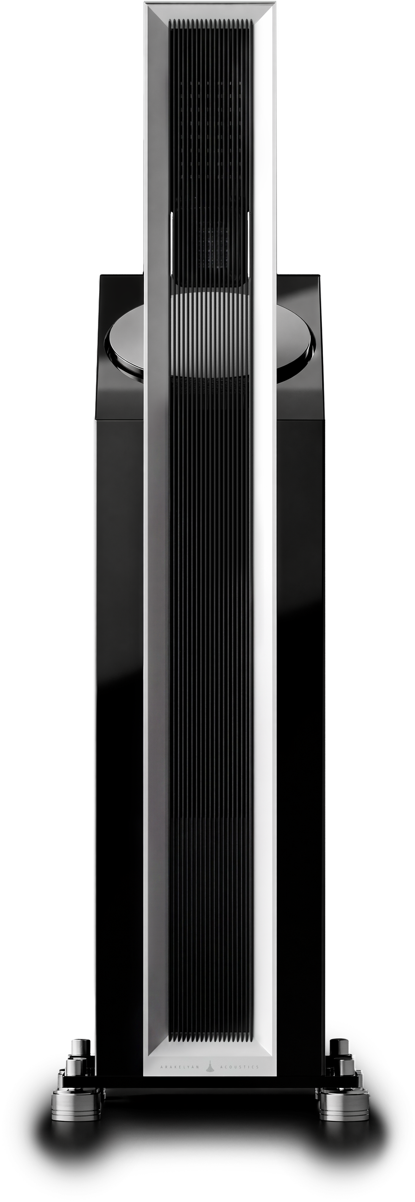 Arakelyan Ashtarak — front view of the gloss-black floorstanding tower